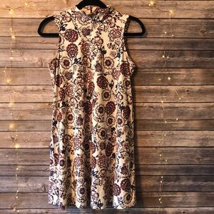 Paisley Floral Faux Suede Shift Dress